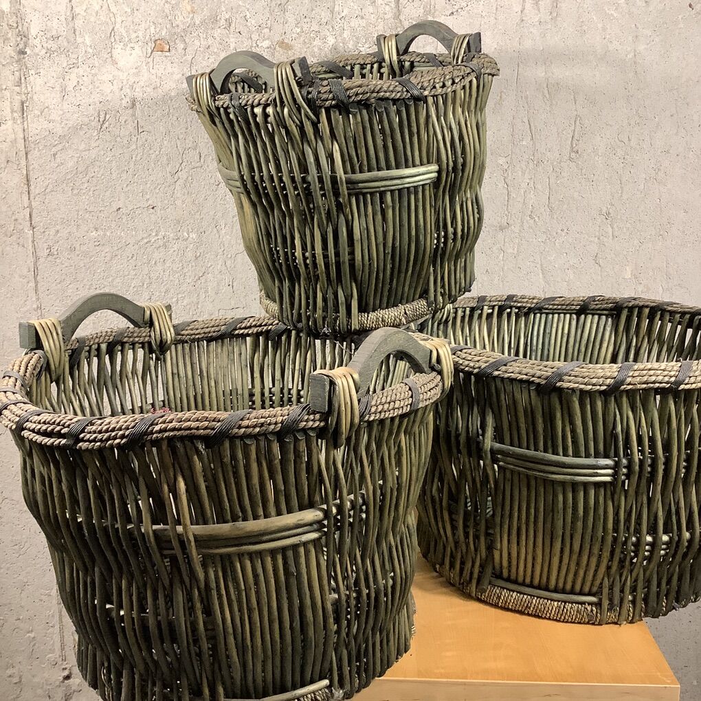 Sturdy Green Wicker Baskets – Large & Small