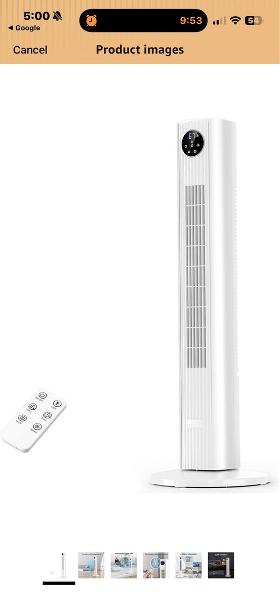 Compact 35.43" Household Tower Fan with Remote Control and Digital Display