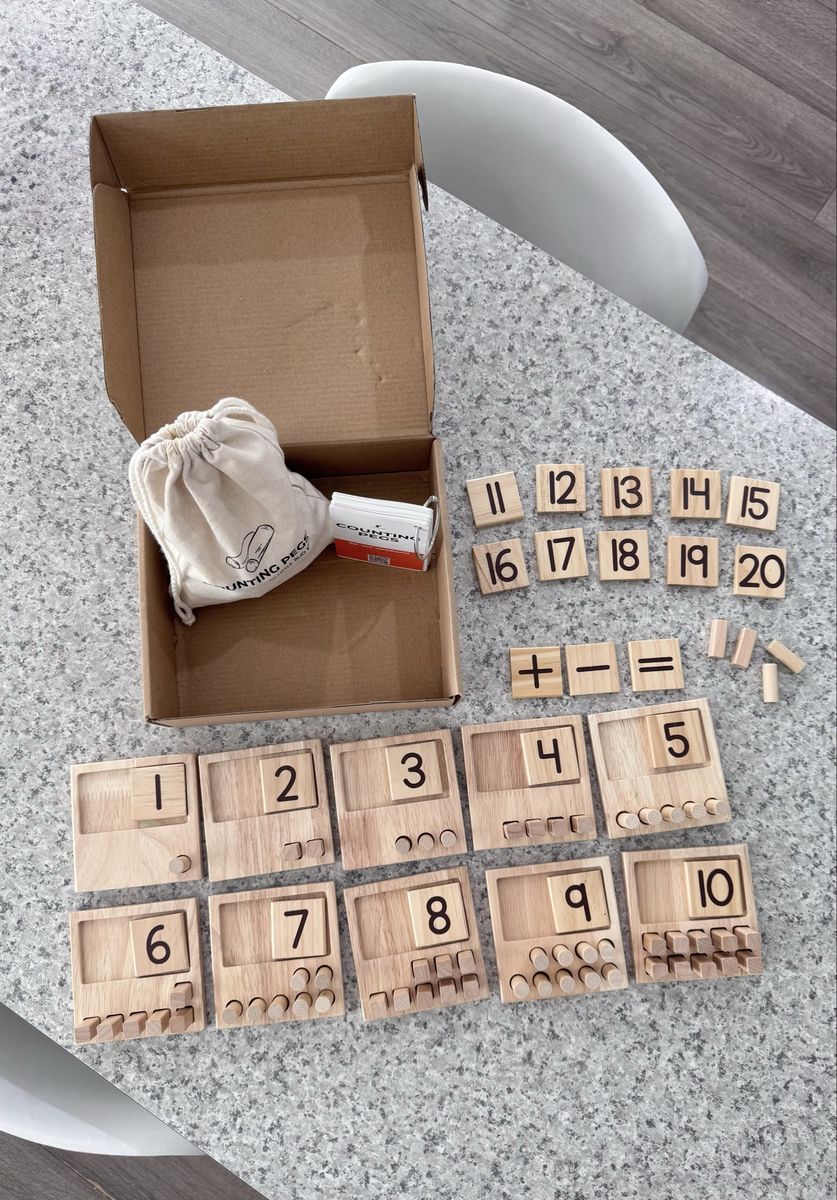 LITTLE BUD KIDS Counting Pegs - A Ten Frame Math Game with Addition and Subtraction Flash Cards
