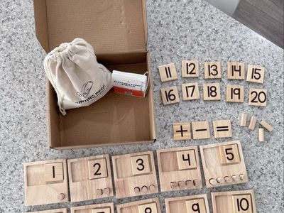 LITTLE BUD KIDS Counting Pegs - A Ten Frame Math Game with Addition and Subtraction Flash Cards