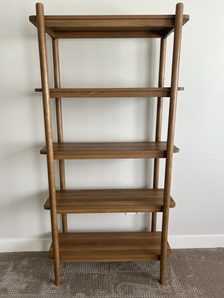 Better Homes & Gardens Springwood 5-Shelf Bookcase, Solid Wood, Light Honey Finish, 72" H