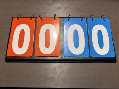 Portable Tabletop Sports Scoreboard - Red and Blue Flip Numbers
