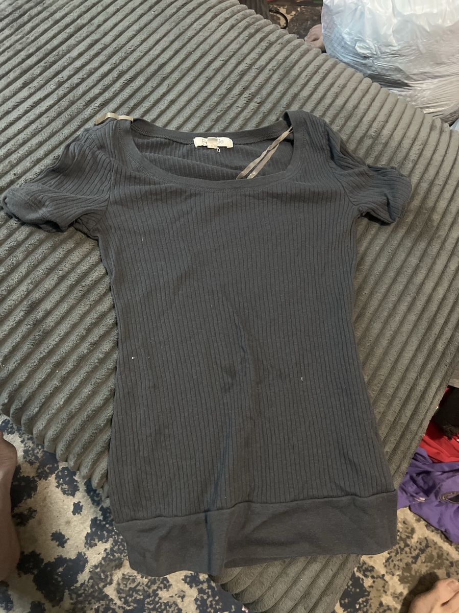 Energie Ribbed Short Sleeve Shirt Dark Gray Size Large