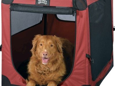Nature's Miracle Large Port-A-Crate 36" Soft Pet Crate Portable Camping Red Nylon Mesh Foldable