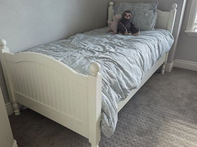 Twin Size Bed Frames - pottery barn White Wood Panel & a Black Metal with Wood Slat Options