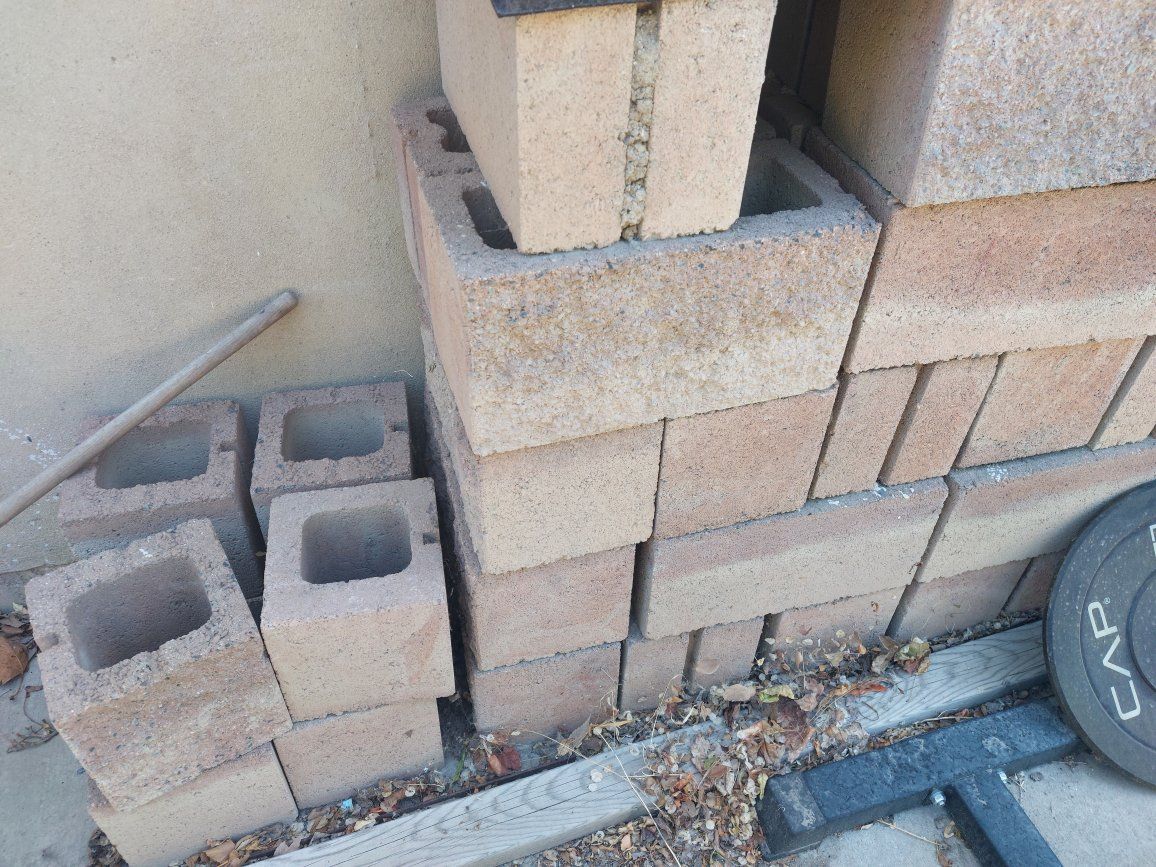 used split face cinder blocks- brown.