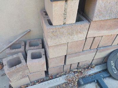 used split face cinder blocks- brown.