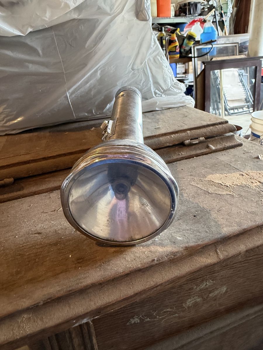 Vintage Metal Ribbed Flashlight