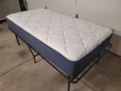 Heavy-Duty Twin Bed Frame and Mattress