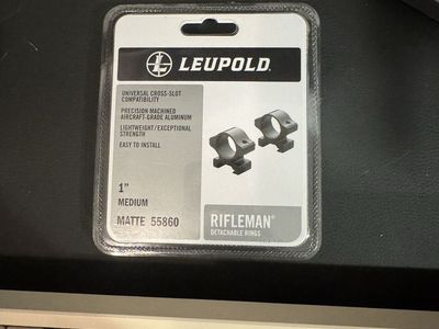 Leupold Rifleman Detachable Scope Rings - 1" Medium, Matte Black, Model 55860, New in Pack