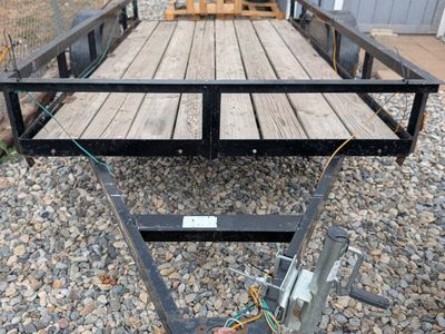 Single Axle Utility Trailer with Wooden Deck and Front Jack