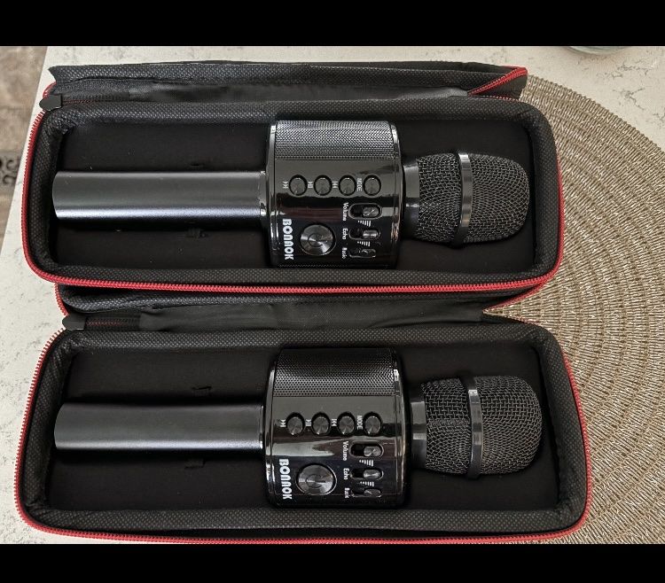 BONNOK KTV Wireless Karaoke Microphone with Echo Function, Bluetooth, and Case - 2-Pack