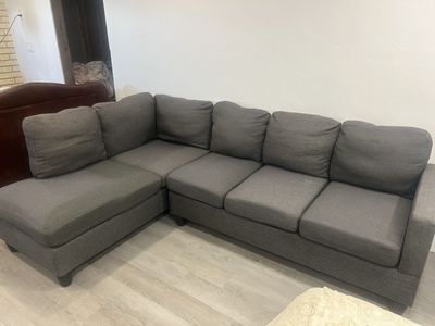Dark grey L-shaped sectional couch