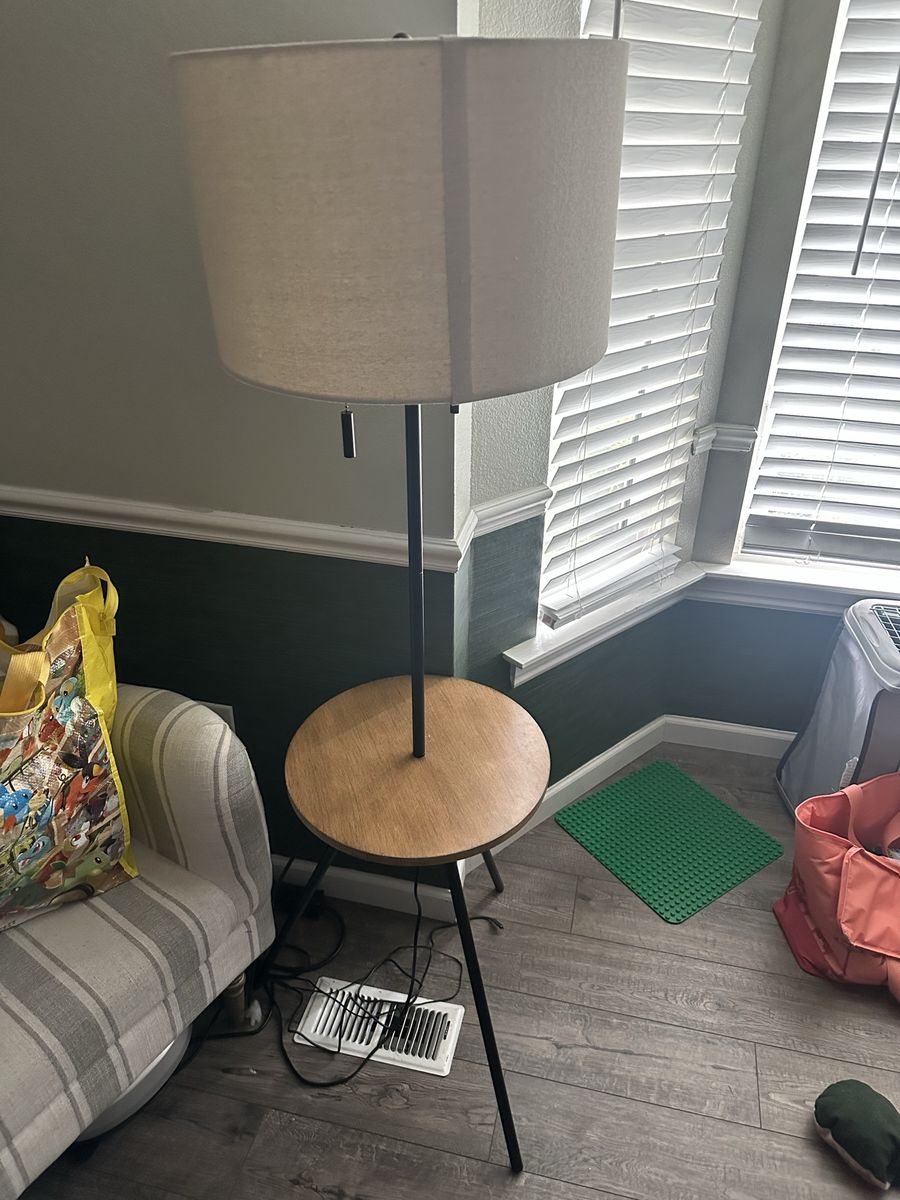 Mid-Century Tripod Floor Lamp w/ Built-in Table