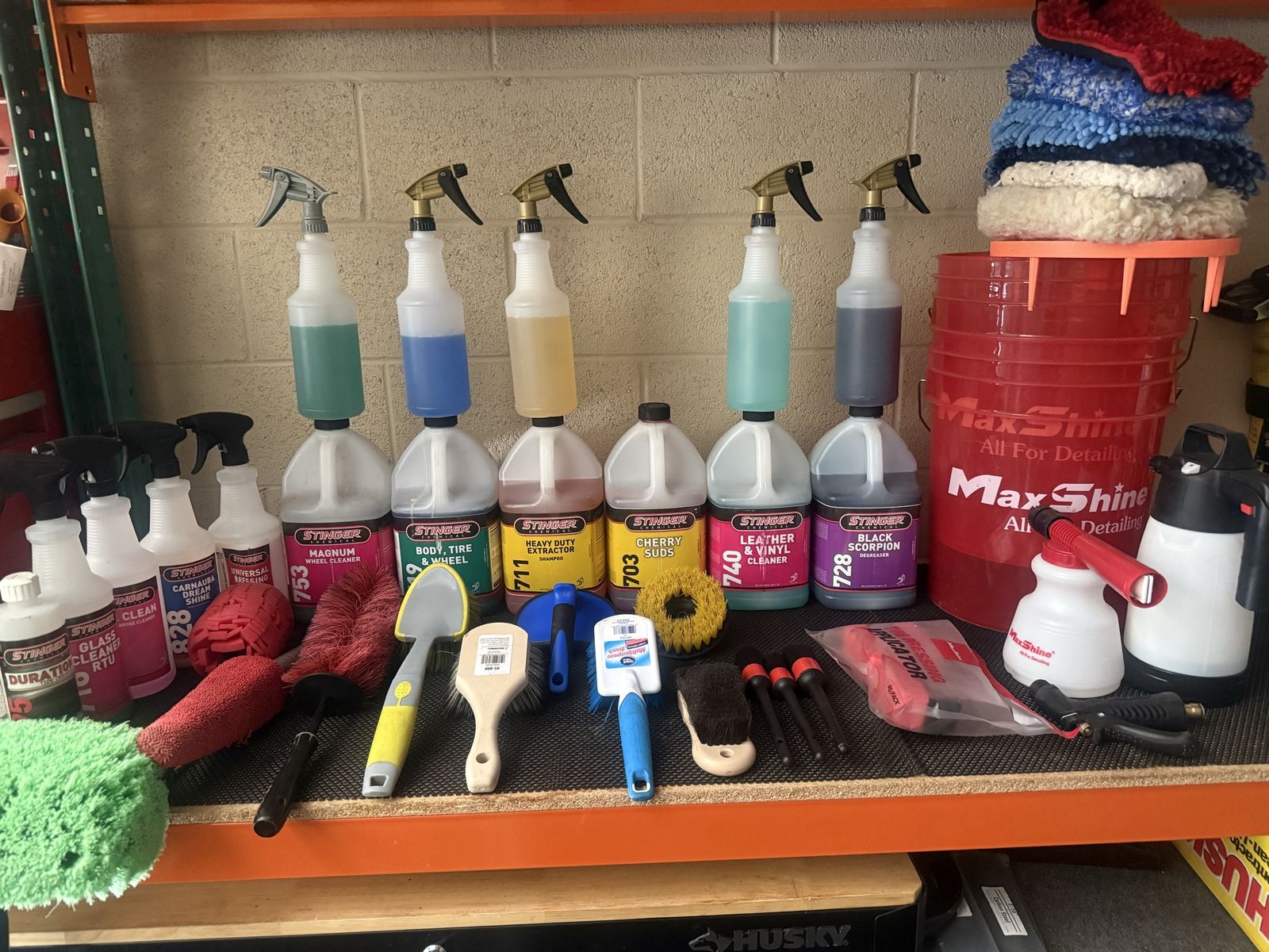 RIDGID Auto Detailing Kit & Shop Vac, Stinger Chemical Cleaners, Brushes & Accessories
