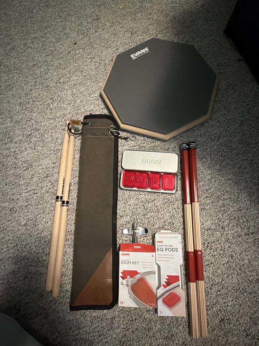 Evans RealFeel Practice Pad with Promark Sticks, Hot Rods, Drum Key & EQ Pods
