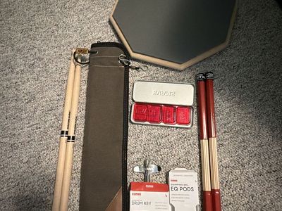 Evans RealFeel Practice Pad with Promark Sticks, Hot Rods, Drum Key & EQ Pods