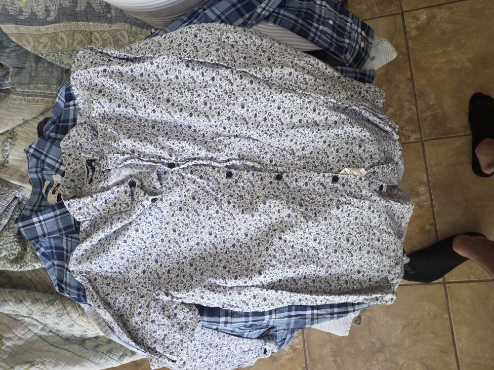 Men's Original Slim Fit Collared Cotton Blend Shirt - Floral Pattern, Size 4 (large slim)