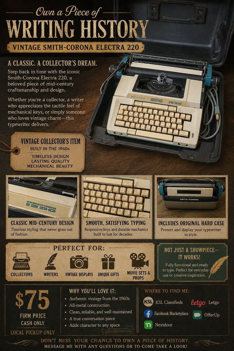 Vintage Smith-Corona Electra 220 Typewriter!