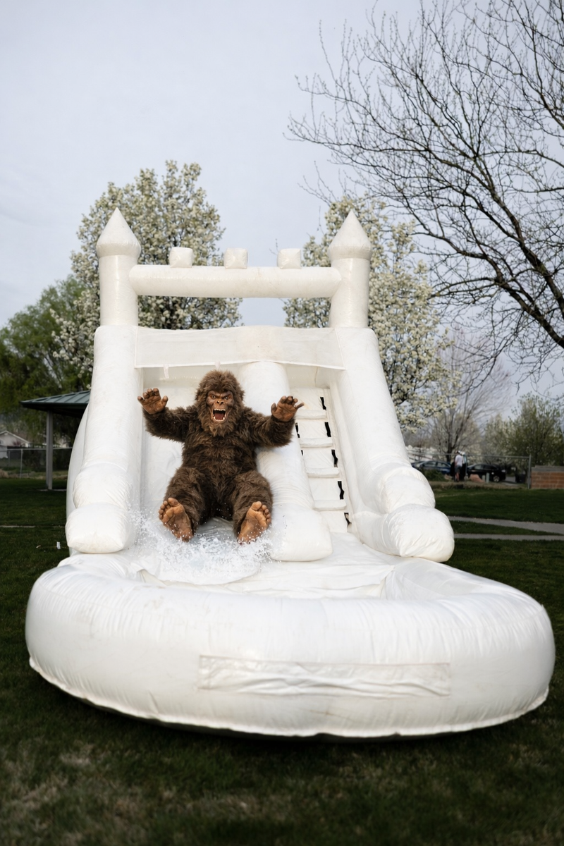 All White Bounce House Water Slide Combo 🤍