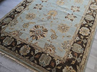 New Handknotted Wool Rug, Indo Oushak, 5'10" x 9'