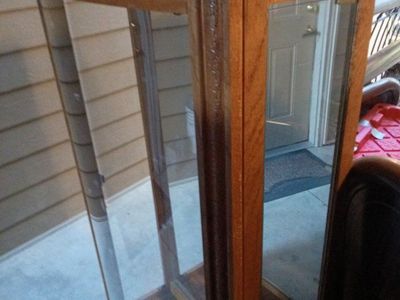 Vintage Wooden Curio Cabinet Glass Display Case
