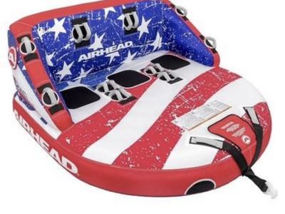 NEW Airhead Super Mable 3-Person Towable Tube - Red, White, & Blue - Water Sports Fun!
