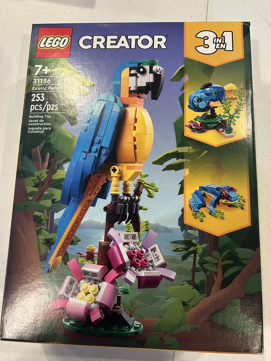 LEGO Creator 3-in-1 Exotic Parrot 31136 Building Toy Set (253 Pieces)
