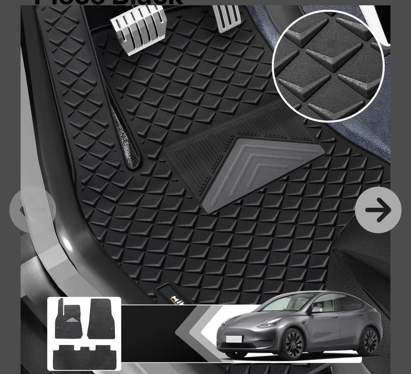 Mibao All-Weather Floor Mats for Tesla Model Y (2020-2024), 3-Piece Set, Black, Durable & Easy Clean