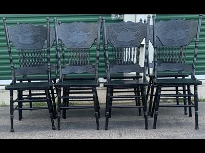 GORGEOUS SET OF 8 BLACK VINTAGE CHAIRS