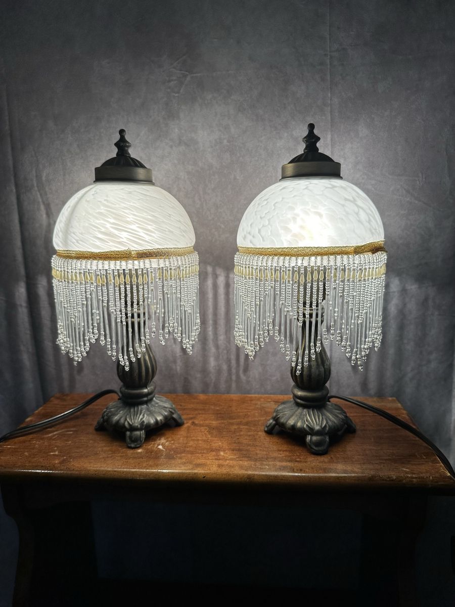 Beaded Fringe Table Lamps – Pair