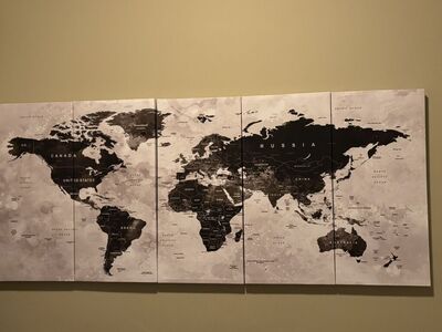 72x30 World Map Canvas Art - 4-Panel Set