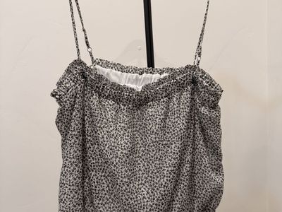 Sienna Sky Black and White Floral Spaghetti Strap Top Size Large