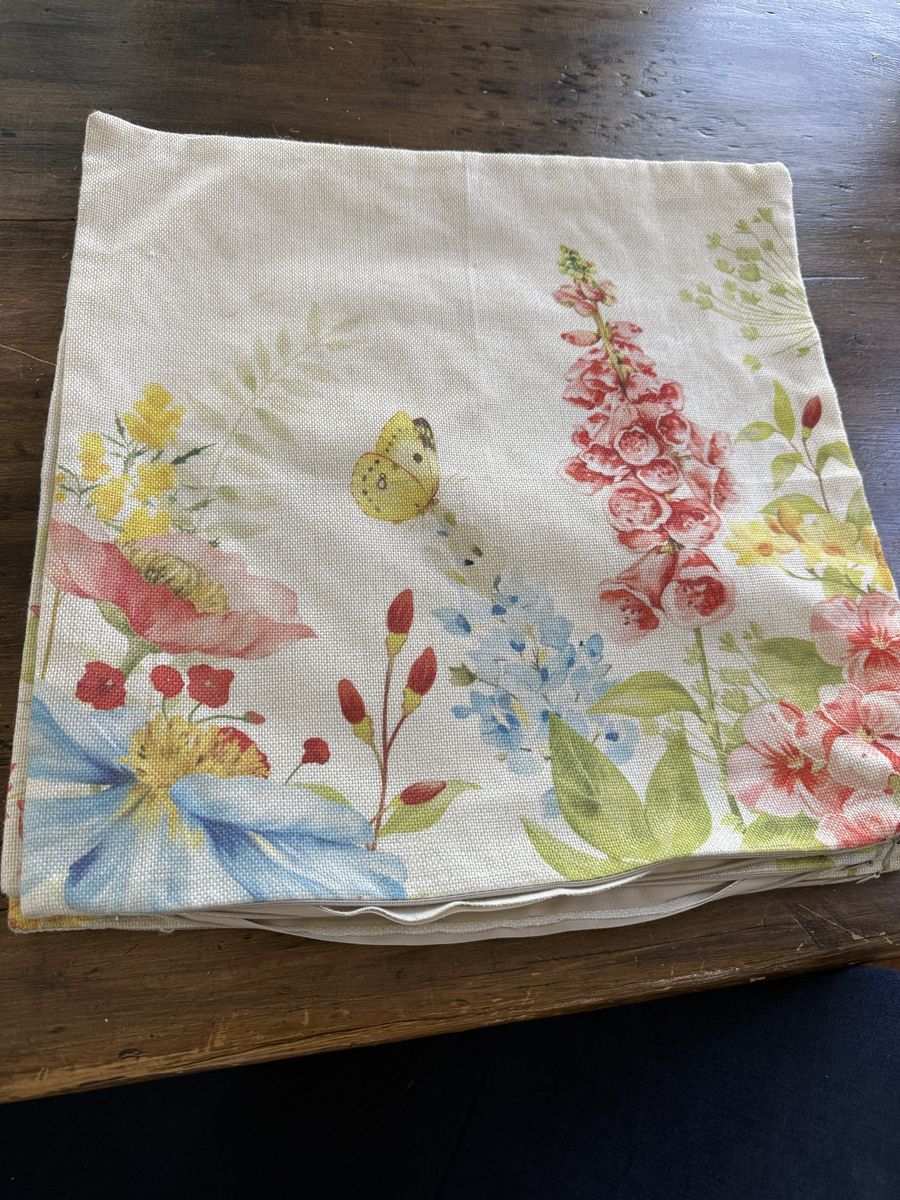 Set of 4 Floral Butterfly Spring Outdoor Pillow Covers - 18x18 inch, Farmhouse Decor