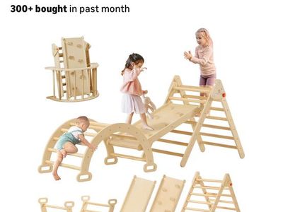 Kid Toddler Climbing Gym Wood Slide Triangle