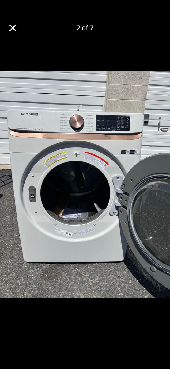 Samsung - 7.5 Cu. Ft. Stackable Smart Electric Dryer with Steam and Sensor Dry - Ivory