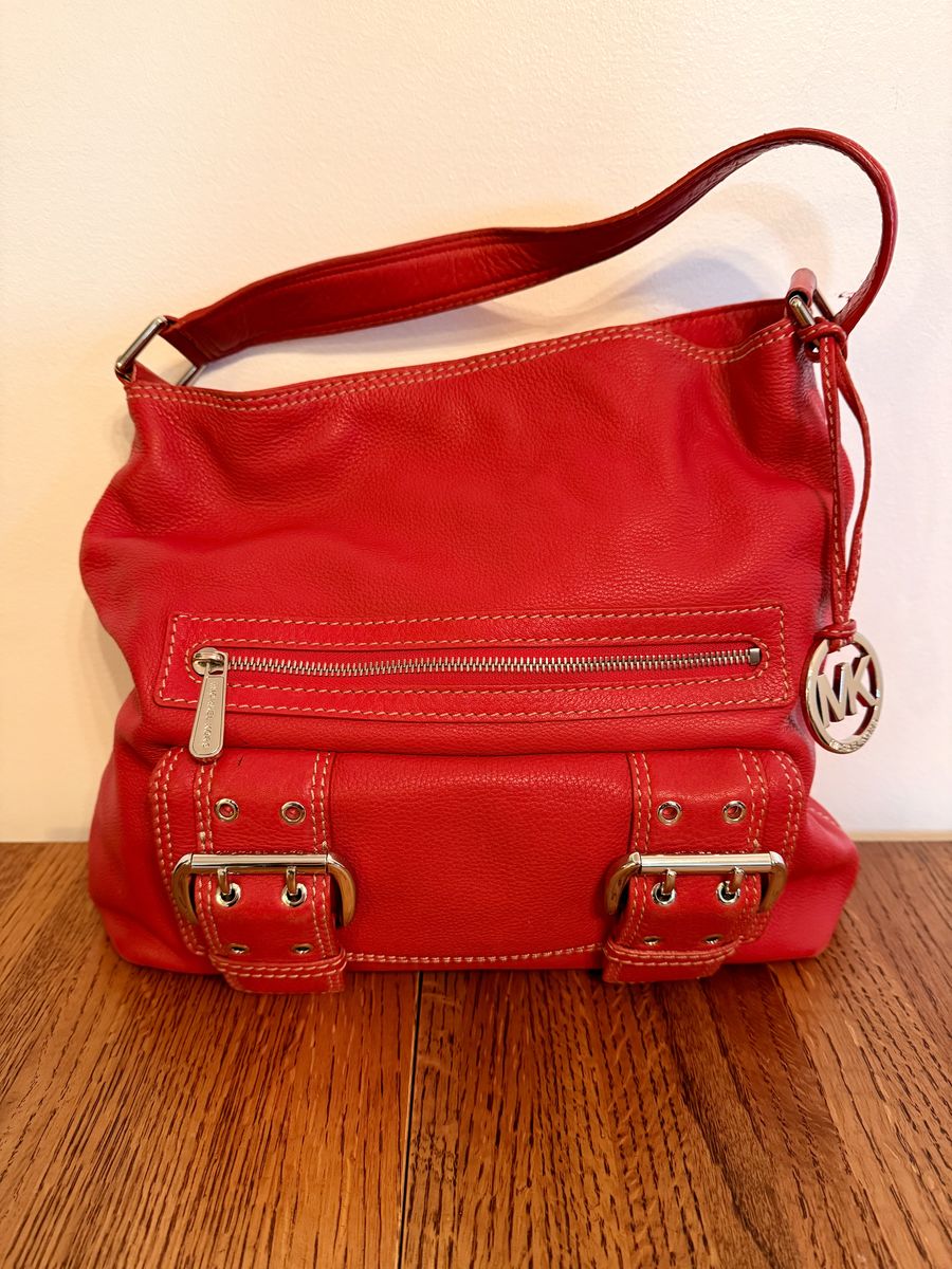Michael Kors Red Leather Shoulder Bag