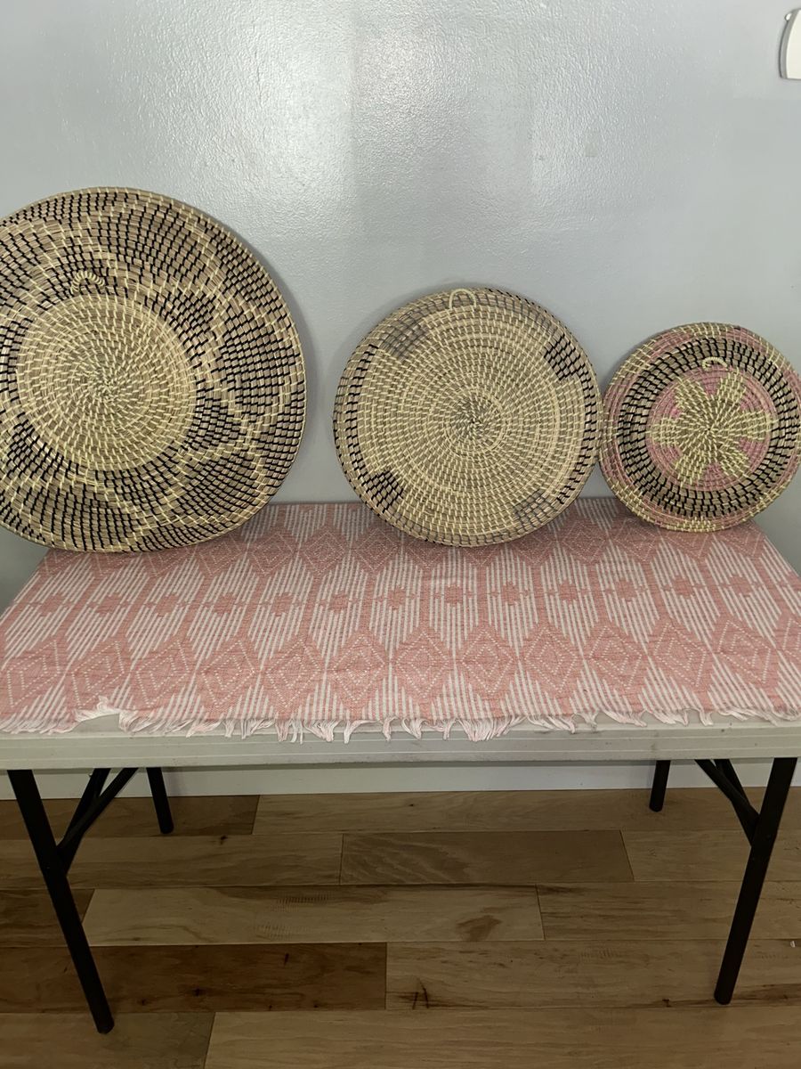 Artera Set of 3 Wicker Wall Decor Baskets - Small, Medium, Large - Bohemian Style
