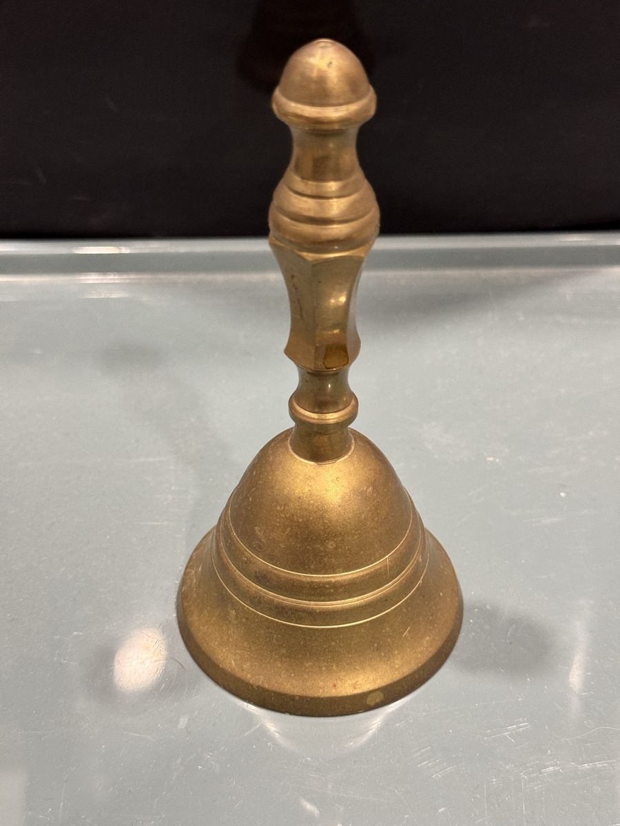 VINTAGE solid brass hand-held bell - $11