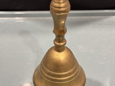VINTAGE solid brass hand-held bell - $11