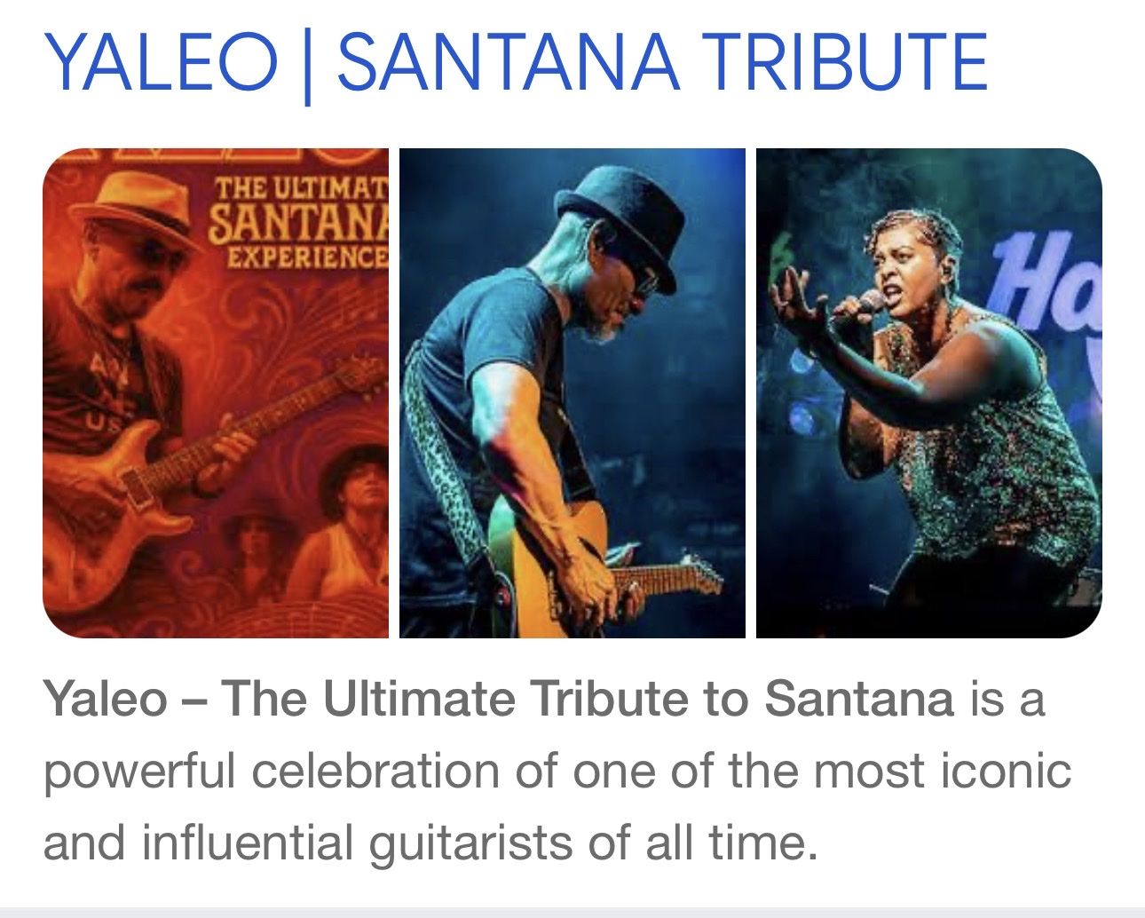 Yaleo - The Ultimate Santana Experience Tickets (2 Seats, Aug 29 2026)