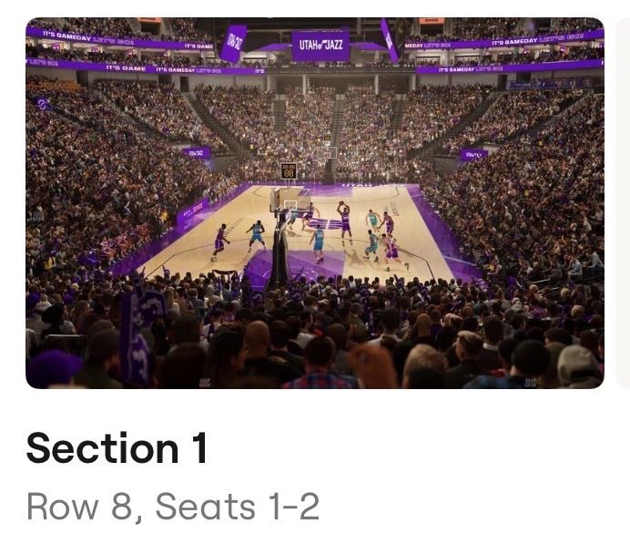 (2) Lower Bowl 4/1 Jazz vs Mavericks! $50/ea