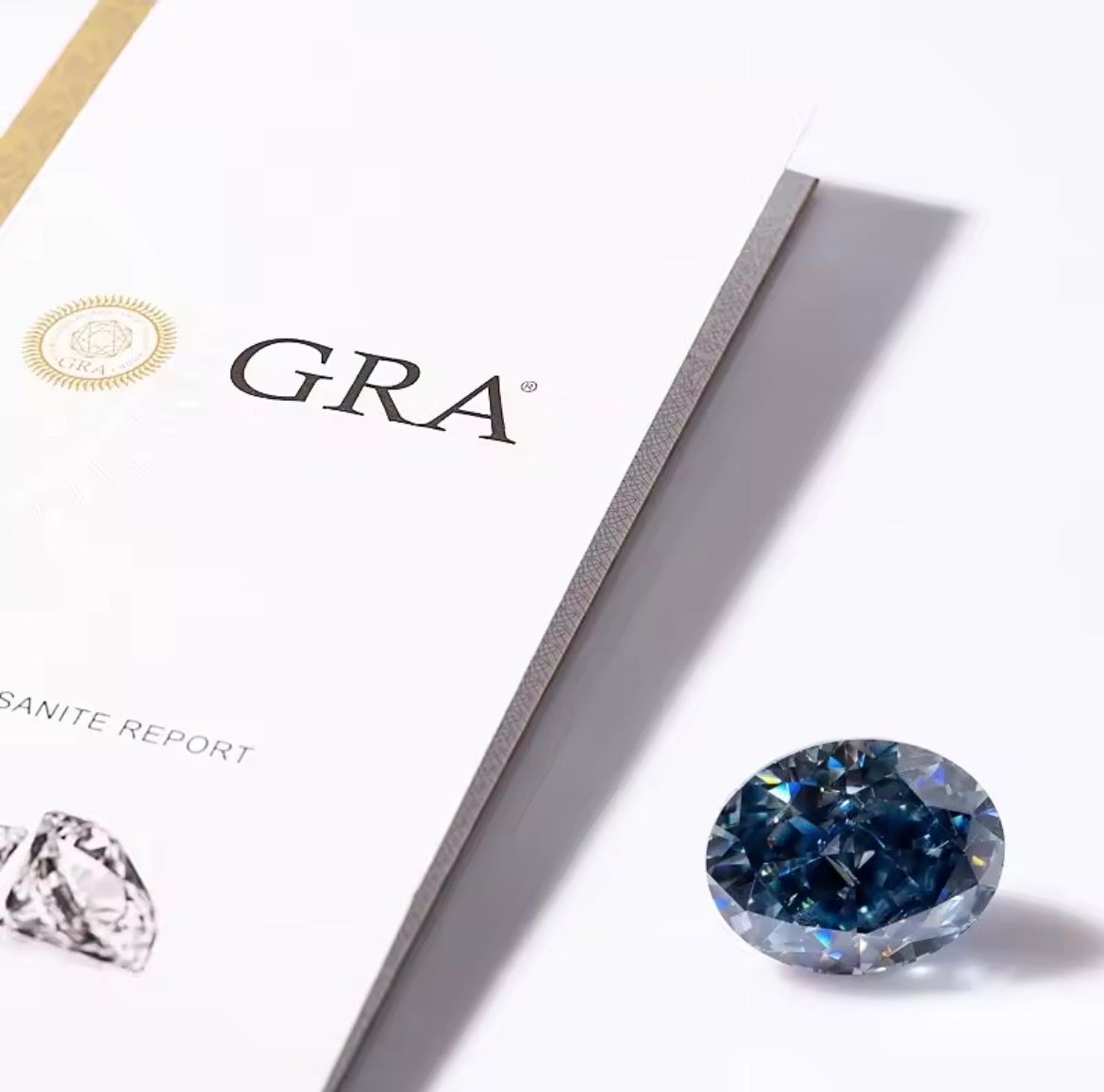 GRA Certified Blue Moissanite Loose Stone - Brilliant Round Cut Diamond Stimulant