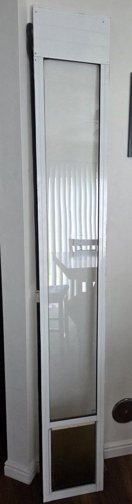 Patio Door Pet Insert with Small Pet Door - White Frame, Glass Panel