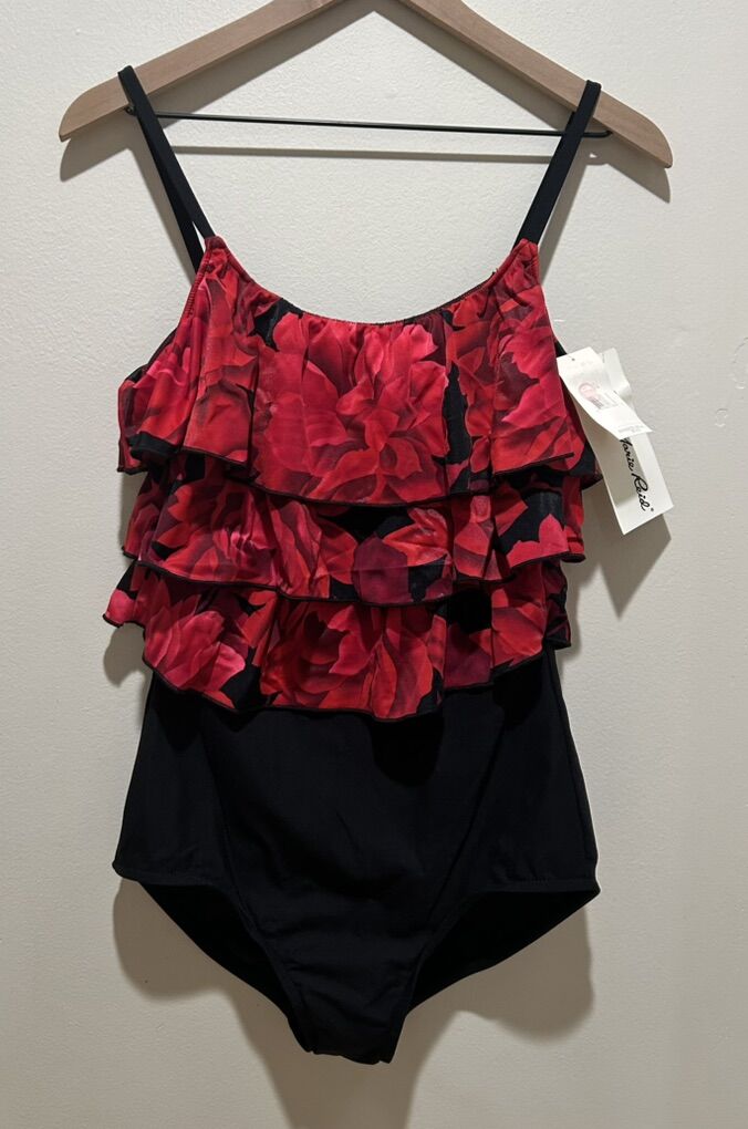 NWT Rose Marie Reid Ruffle Top One Piece Swimsuit