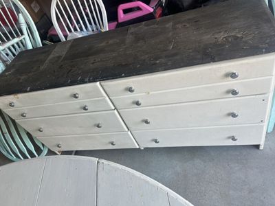 Two-Tone Wooden Dresser - White Base with Dark Stained Top