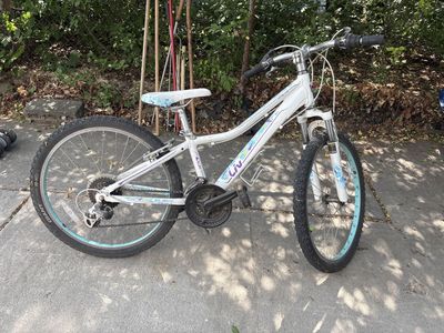 Liv Areva Kids' Mountain Bike - White/Purple/Blue, Geared, Front Suspension