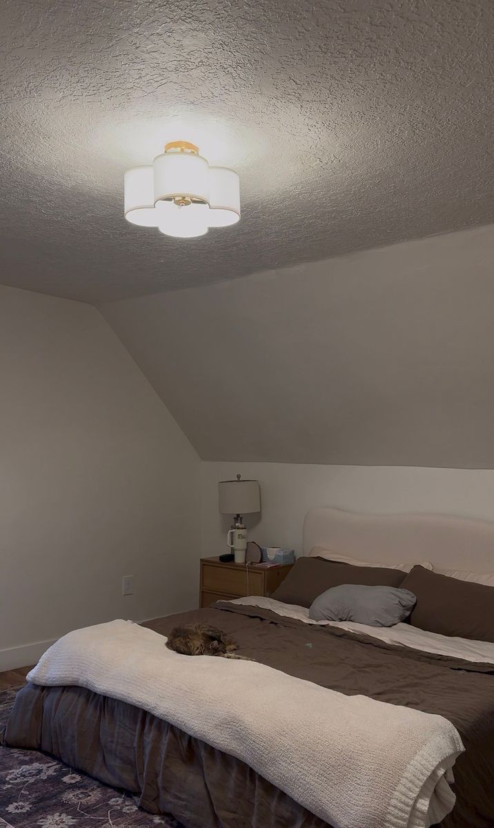 Modern brass/white ceiling lights (2 matching)