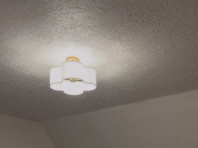 Modern brass/white ceiling lights (2 matching)