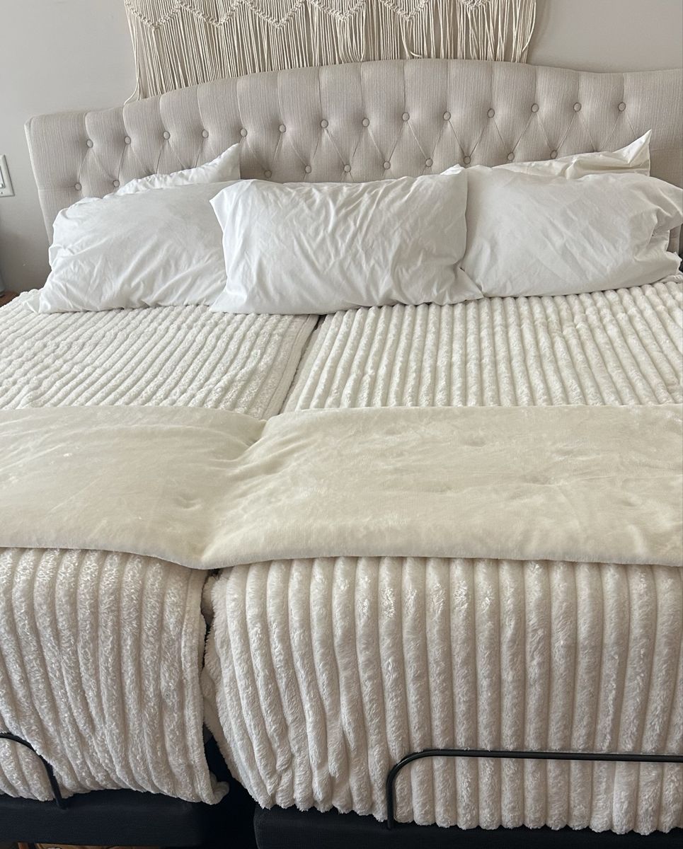 Luxury split king adjustable frame, mattresses, headboard